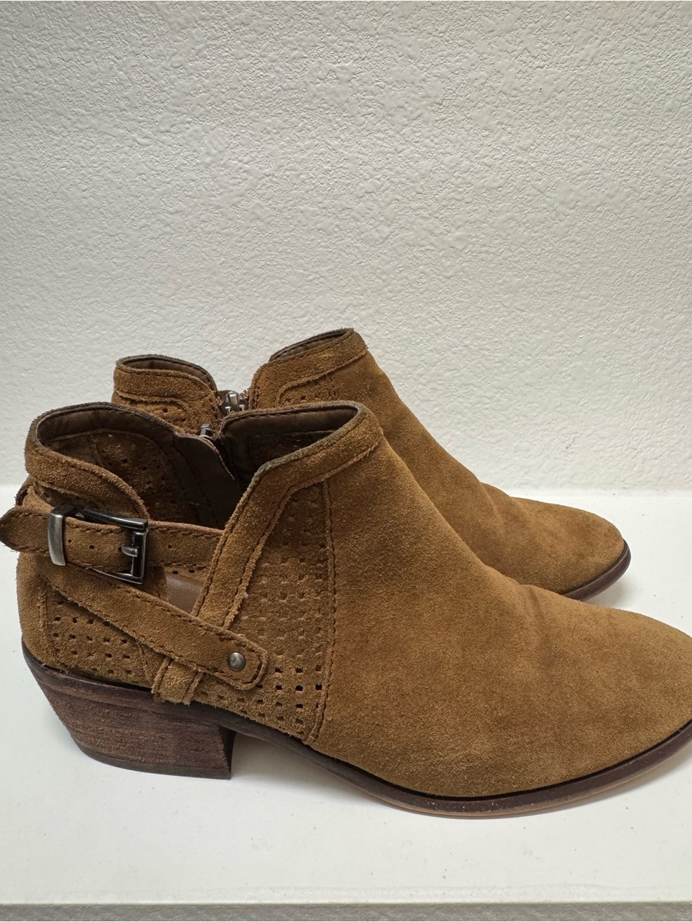 Vince Camuto Tan Suede Ankle Booties with Buckle